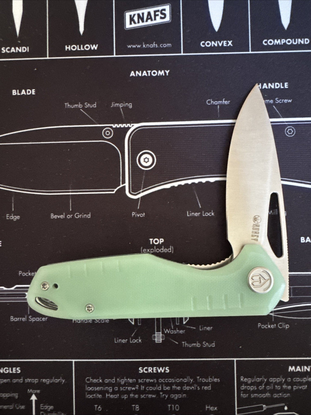 Kubey Doris Liner Lock Front Folding Knife Jade G10 Handle Satin Finish - KU324F