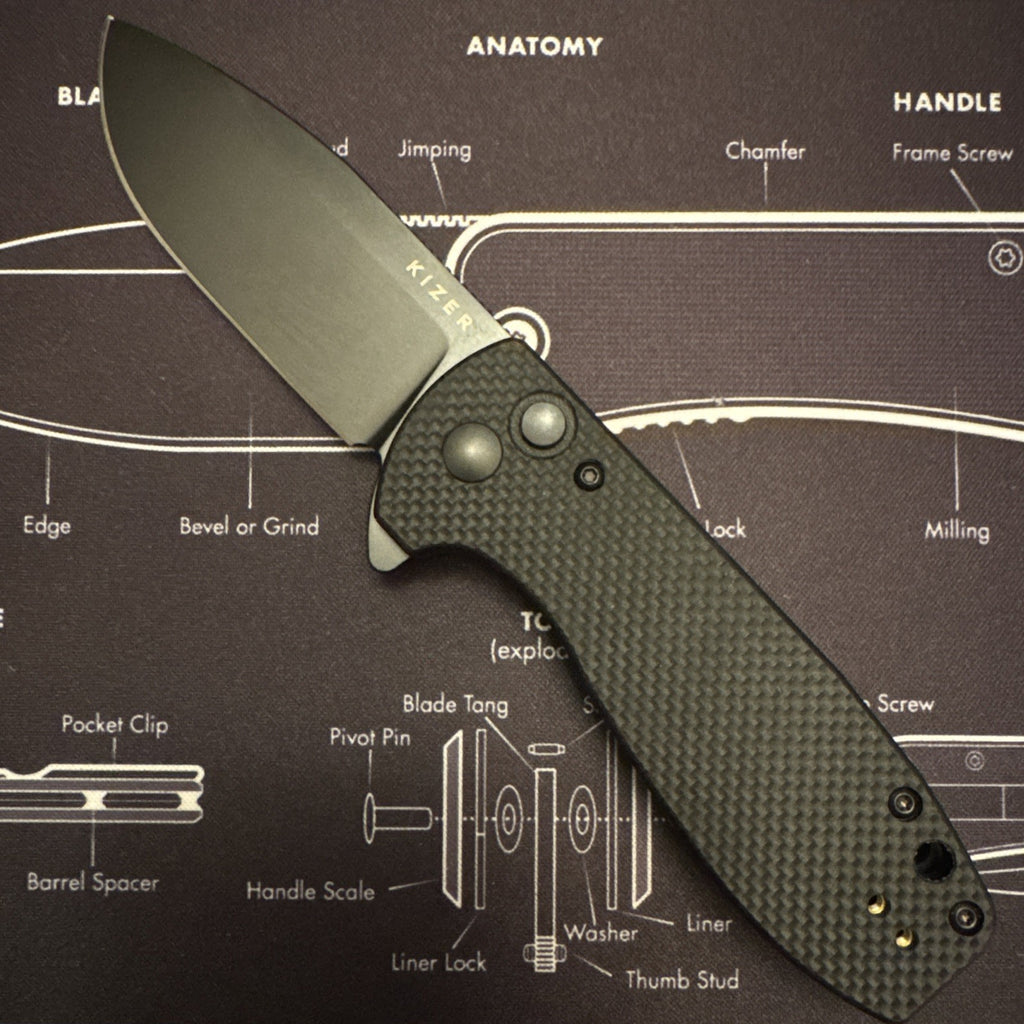 Kizer Amicus EDC Black G-10 Handle Black 9Cr18MoV Blade Bonus Lanyard