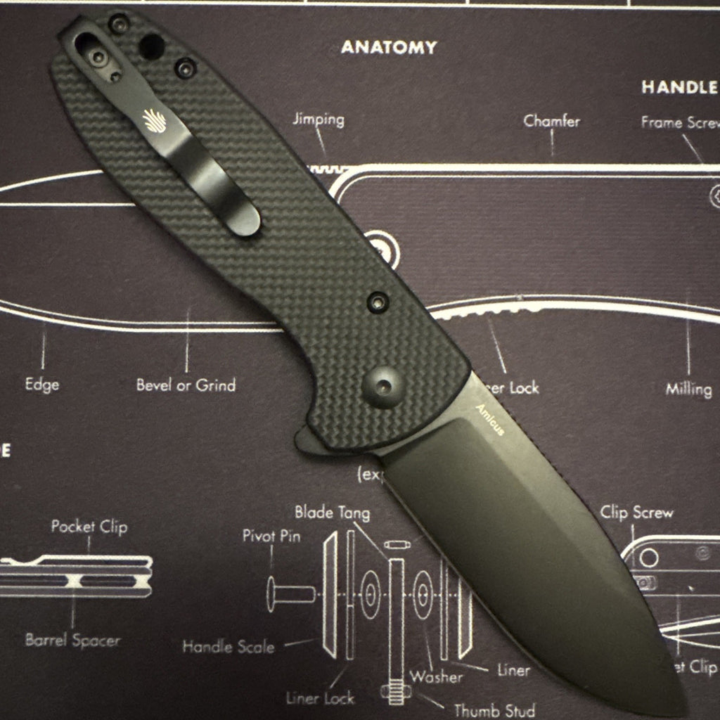 Kizer Amicus EDC Black G-10 Handle Black 9Cr18MoV Blade Bonus Lanyard