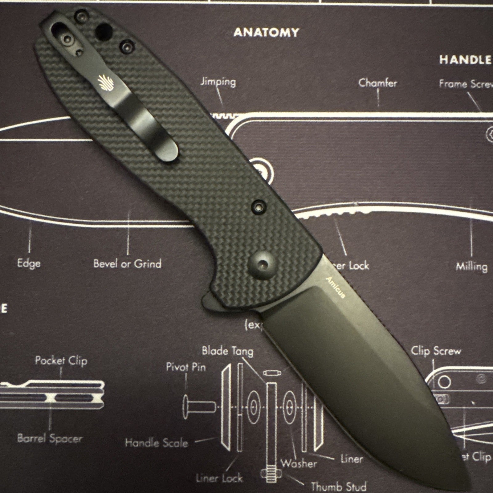 Kizer Amicus EDC Black G-10 Handle Black 9Cr18MoV Blade Bonus Lanyard