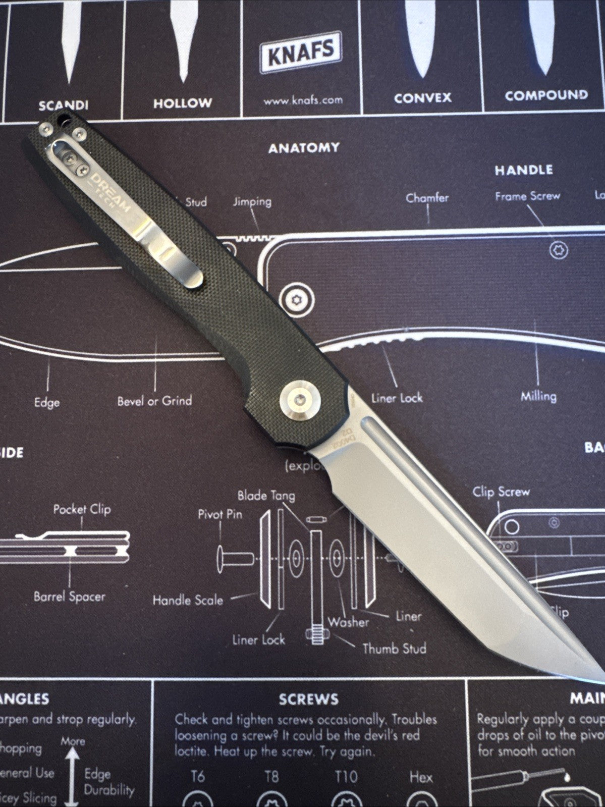 Dreamtech Button Lock, D4002GB, Black G10 Handle, D2 blade, Black