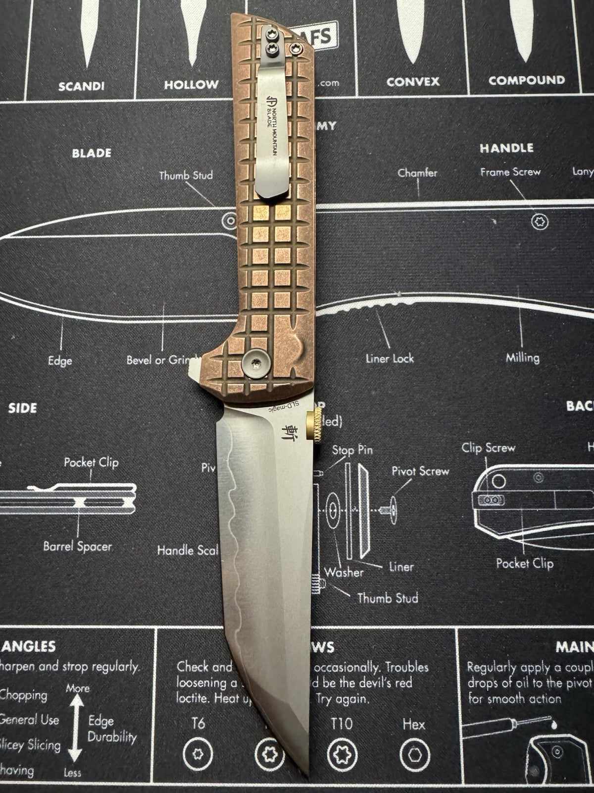 North Mountain Blade Chop Folding Knife 3½″ SLD-Magic Steel Blade Copper Handle