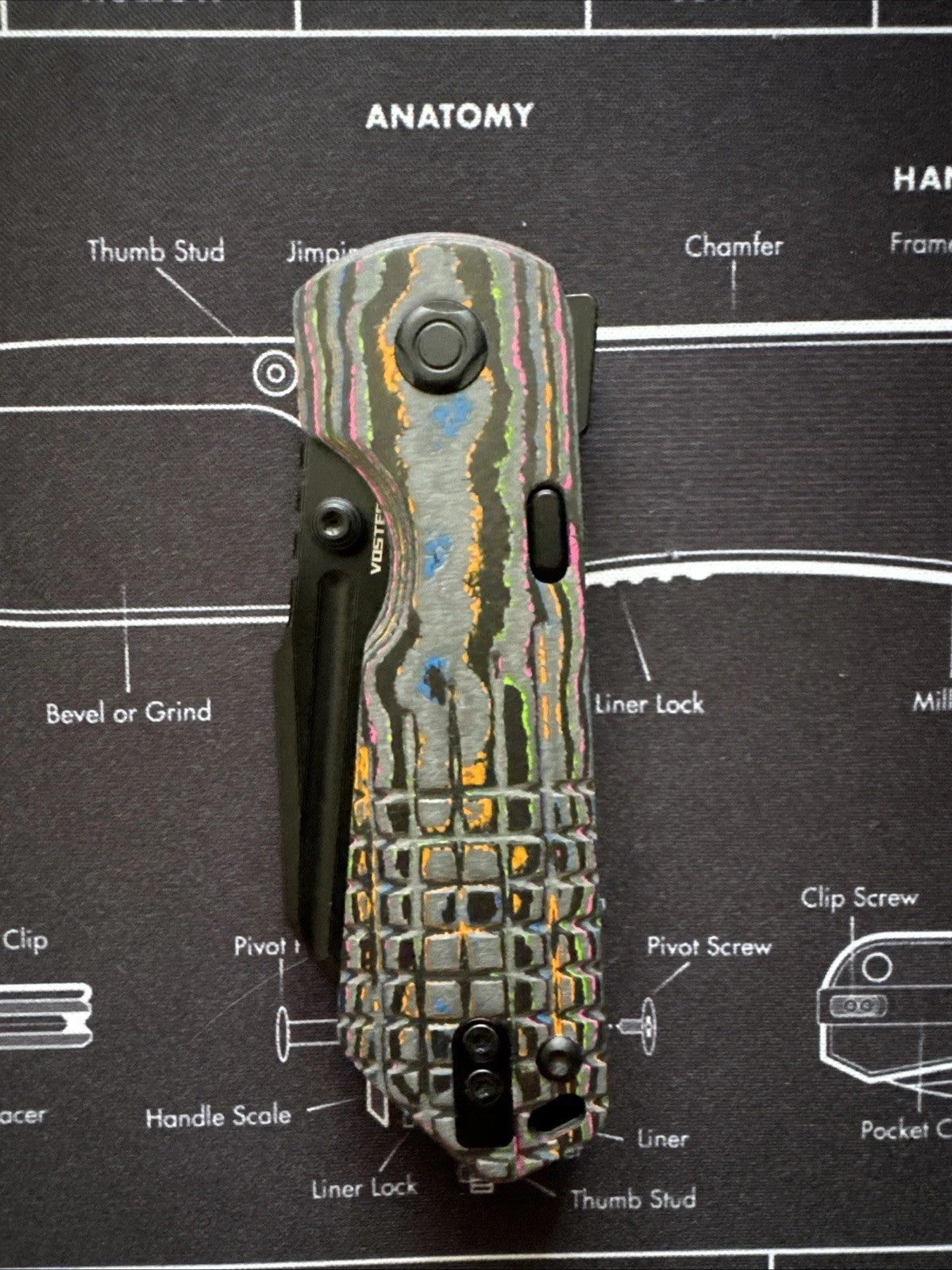 Vosteed Hedgehog - 80s Camo Carbon - Black Stonewash M390 - BR OP Exclusive