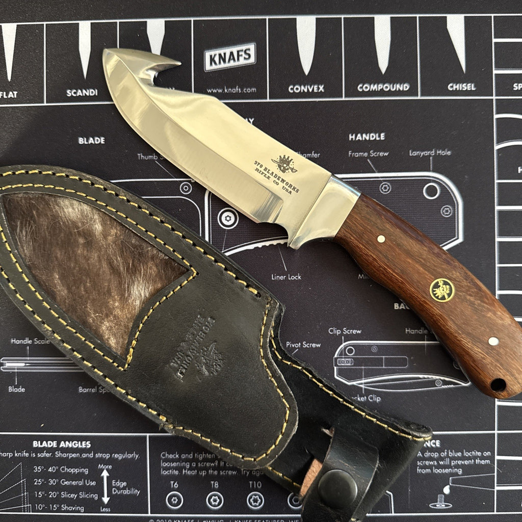 USA MADE Fixed blade - Stainless Polished Blade - Wood Handle 970 Bladeworks