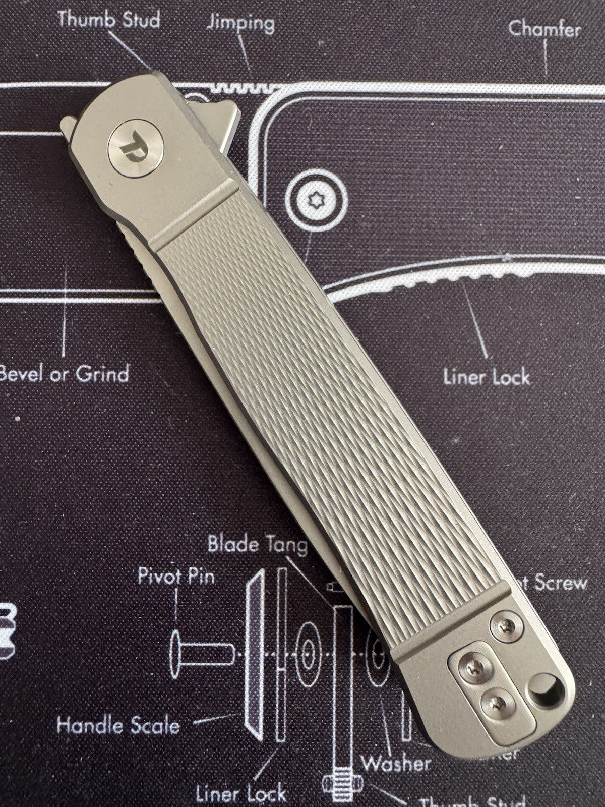 Dreamtech Framelock Gray Titanium Folding D2 Steel Drop Pt Pocket Knife K4369G