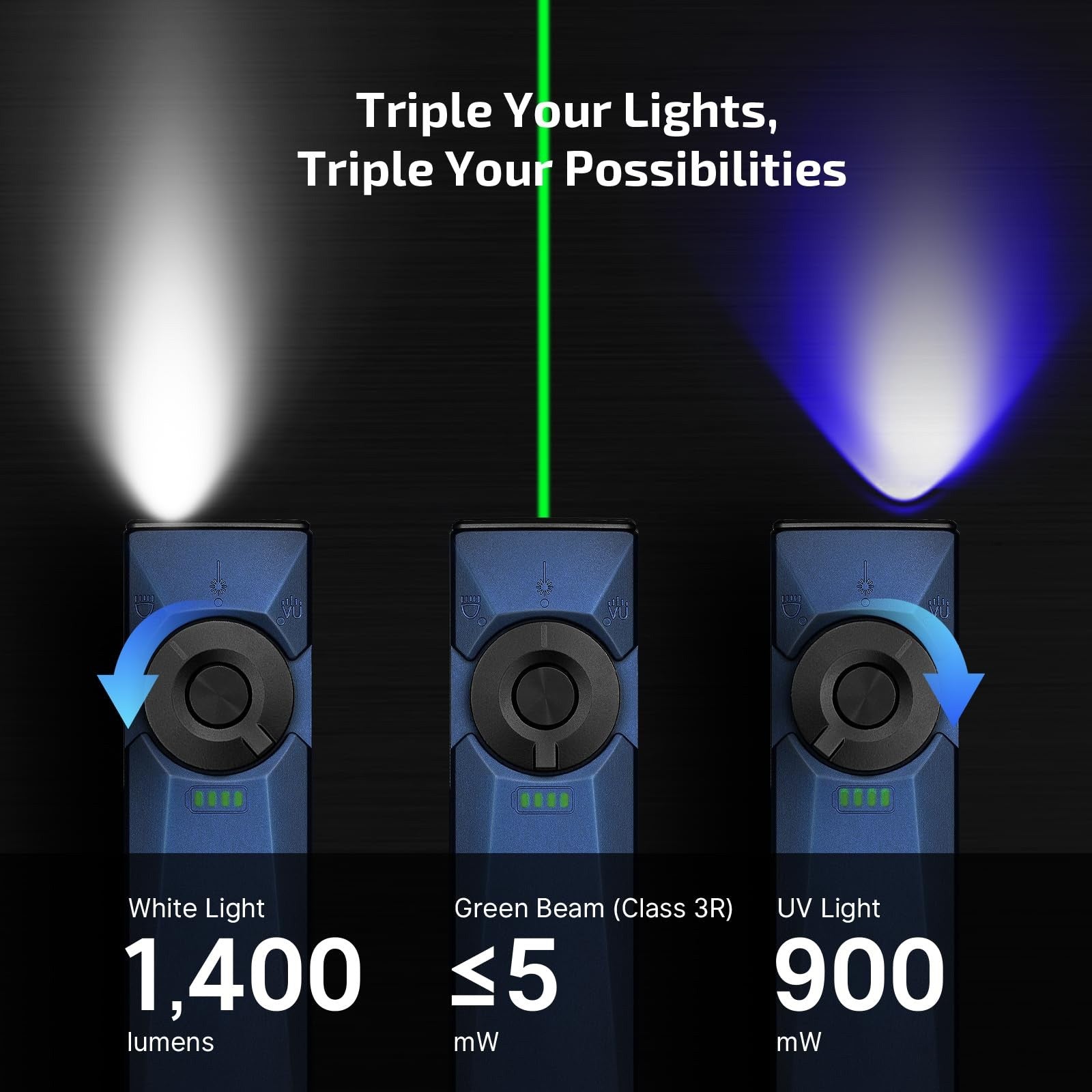 Olight Arkfeld Ultra Navy Blue CW EDC Flashlight O-Aluminum OAL Light Laser UV
