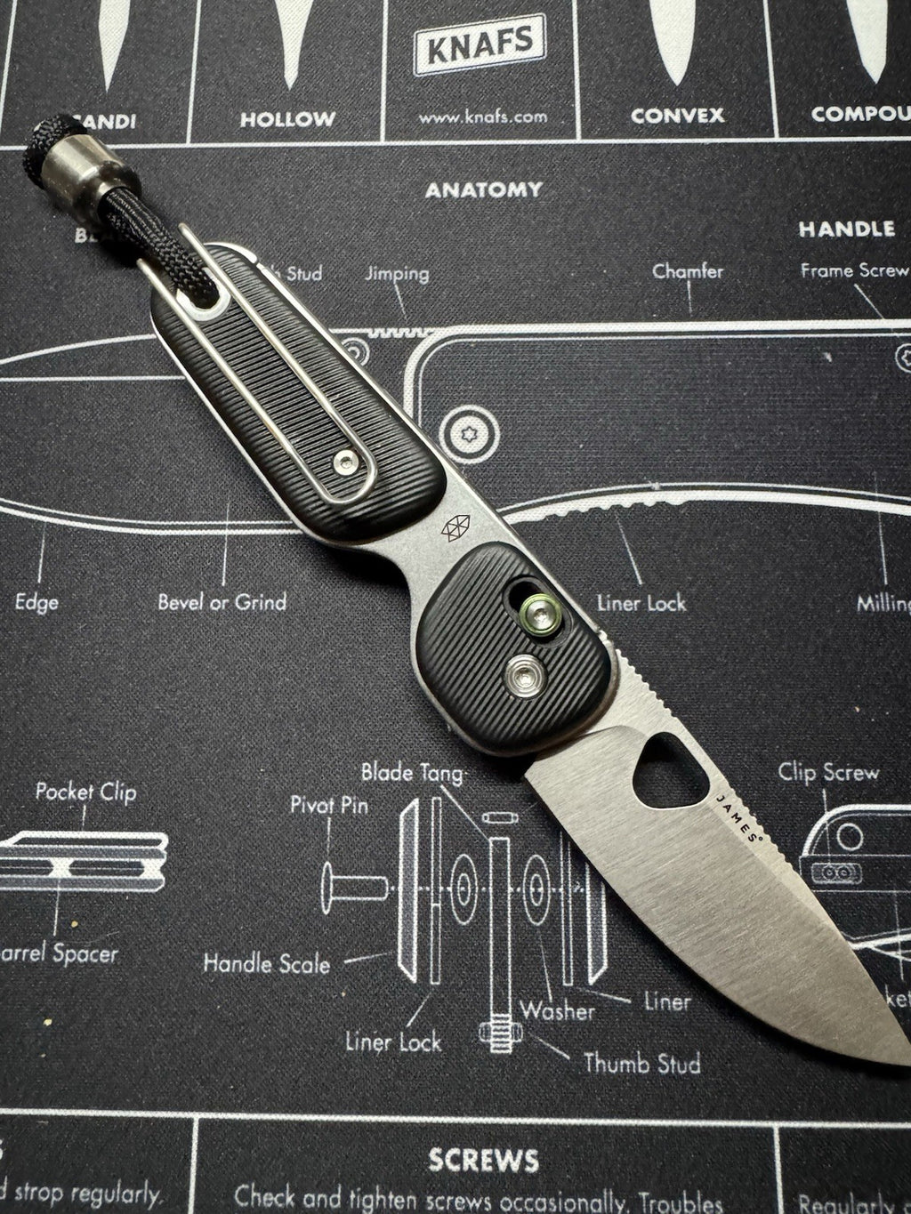 New! Genuine JAMES BRAND "The Redstone" Black/Stainless Pocket Knife Nice!