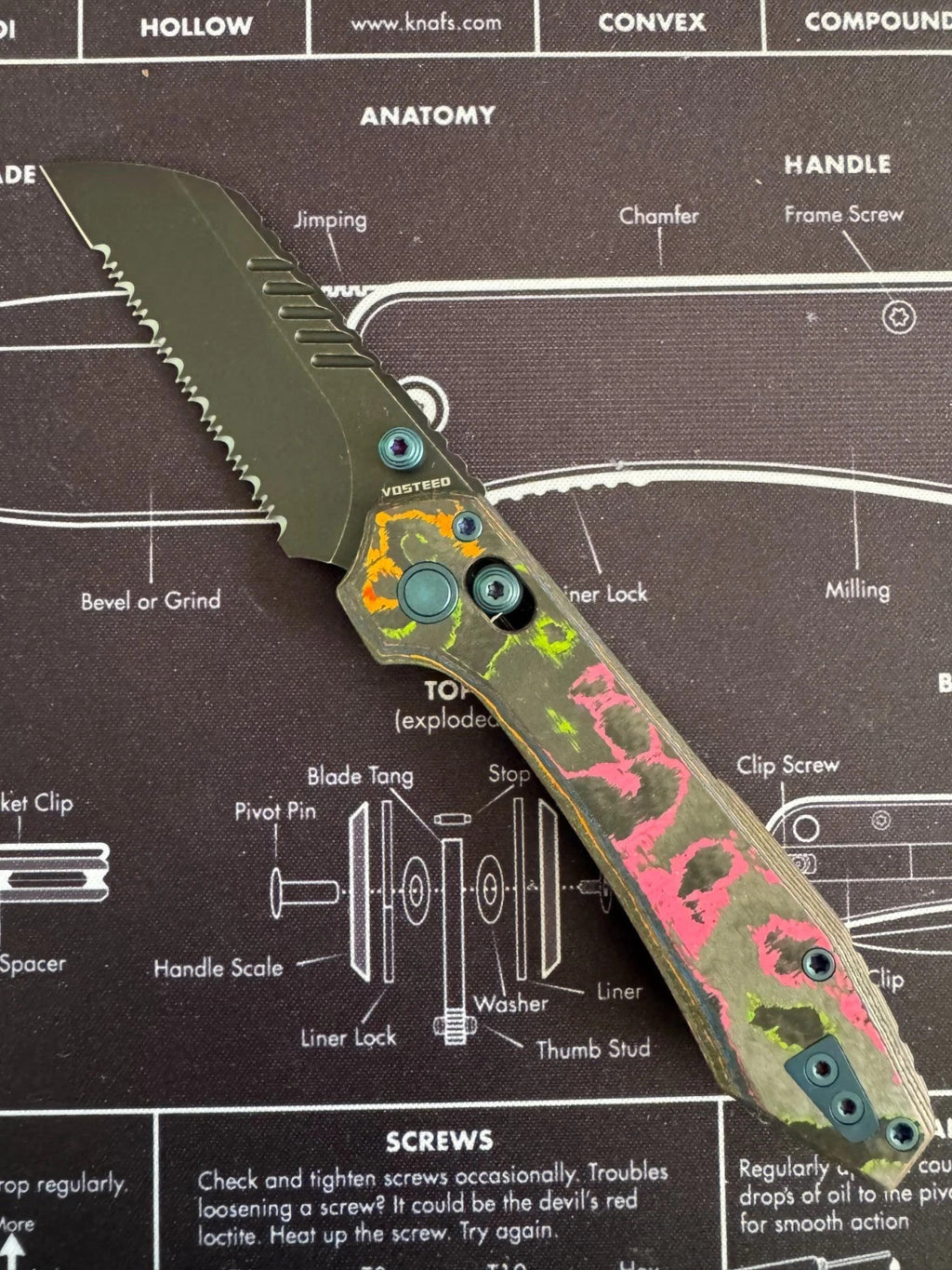 Vosteed Mini RSKAOS 80s Camo Carbon M390 BROP Br-op Exclusive Teeth!