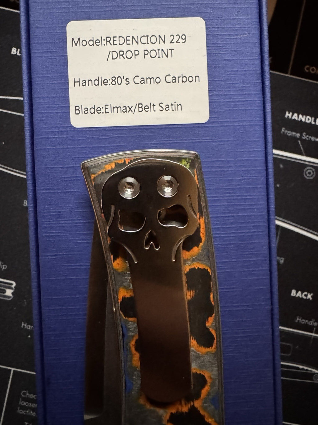 Chaves Knives Redencion 229 Folding Knife 3.5" Elmax Steel 80's Camo Glow Carbon