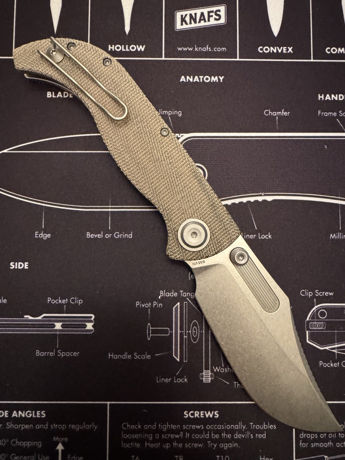 Vosteed Naga Top Liner Lock Knife Green Norplex UltreX Micarta (3.5" Satin)