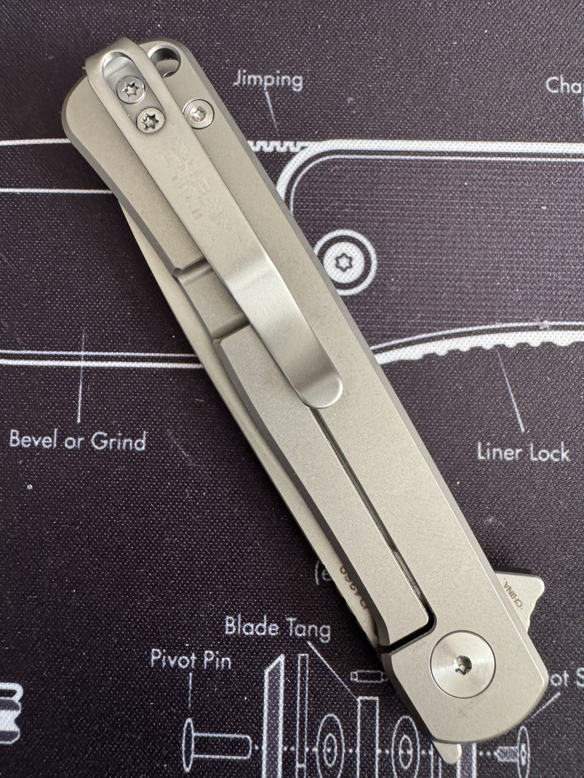 Dreamtech Framelock Gray Titanium Folding D2 Steel Drop Pt Pocket Knife K4369G