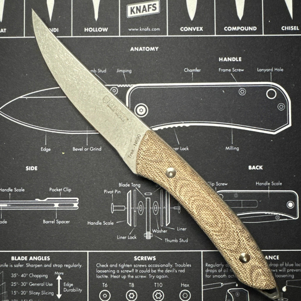 Mercury Trek Fixed Knife 4.75" Full Tang Bohler N690 Steel Blade Micarta Handle