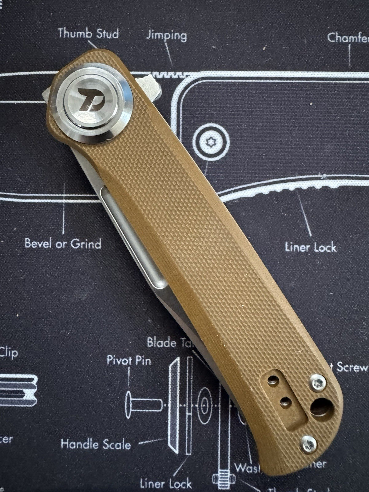 RARE Color - Shot Show Dreamtech Prototype / Sample Brown G10 / D2 Blade - D4055