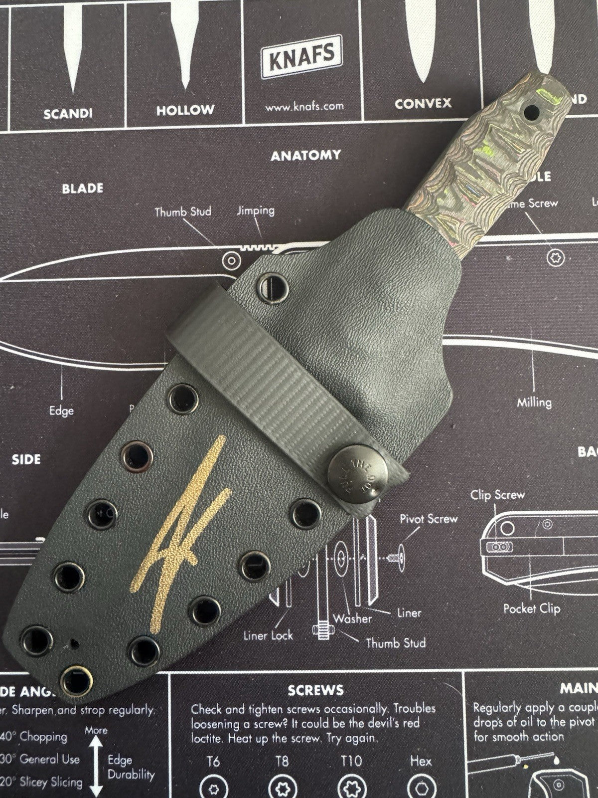 Jason Knight Mini Coffin Bowie 80’s Camo Carbon / Sheath Signed By Jason Knight