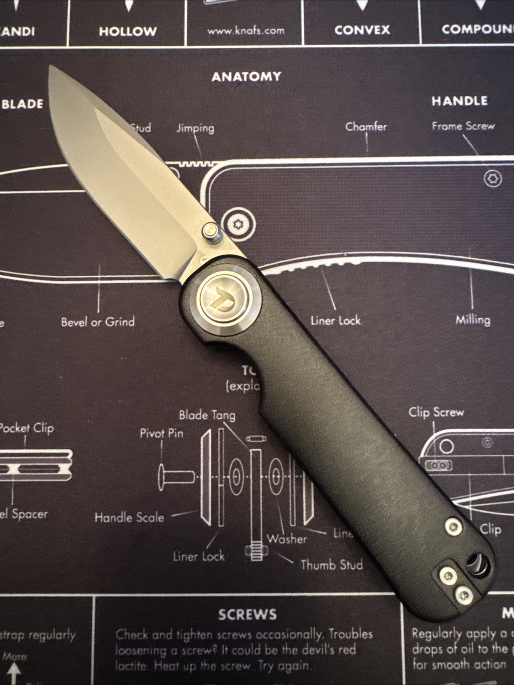 Dreamtech Button Lock, Black Aluminum Handle, D2 Blade, Model D4245AB