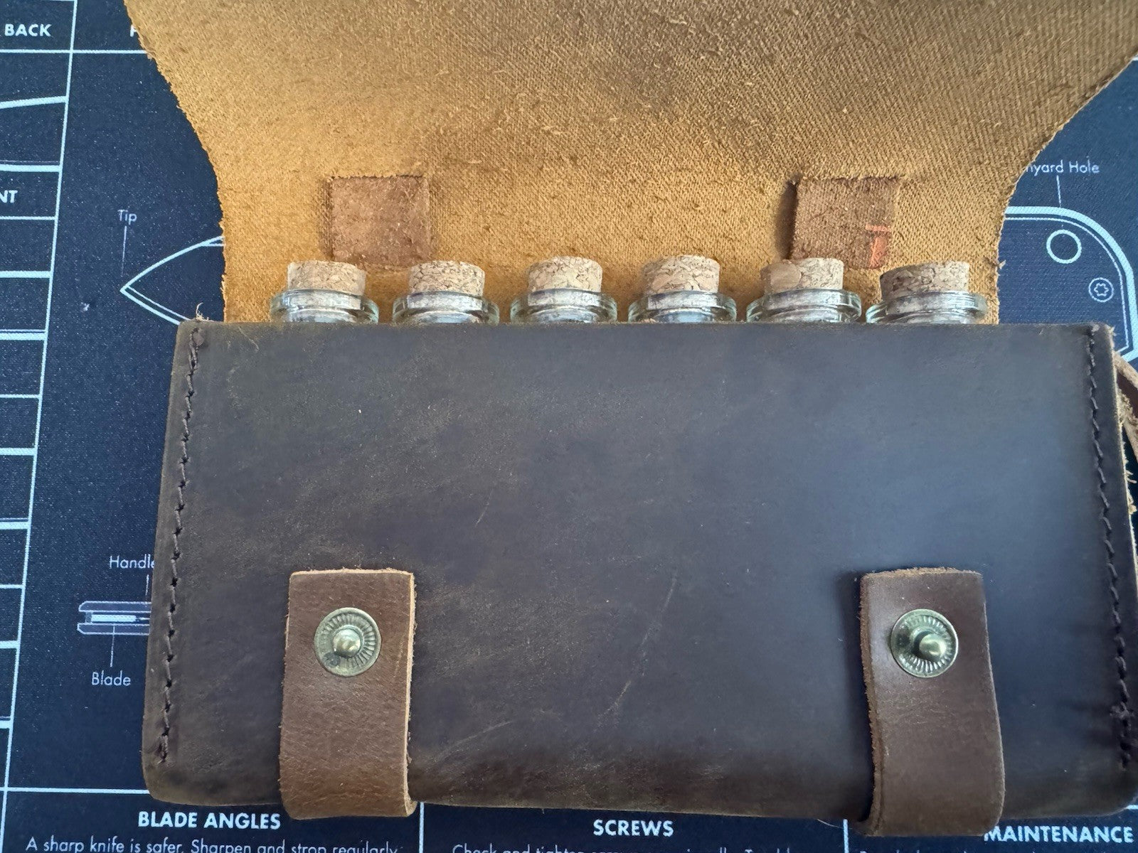 Ruck & River Leather Spice Holder Kit w/ 6 Jars Travel Spices Pouch Camp Cooking
