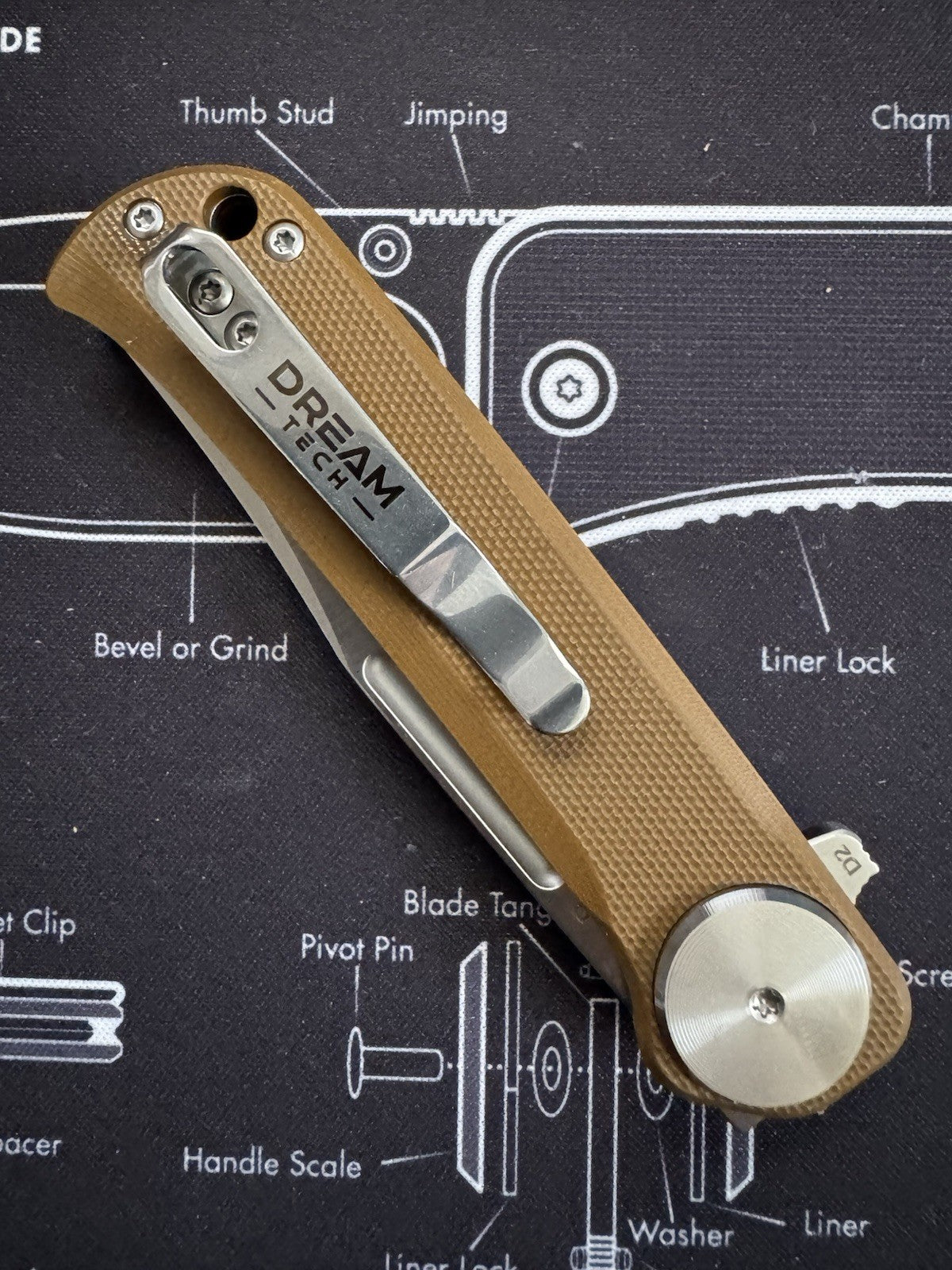 RARE Color - Shot Show Dreamtech Prototype / Sample Brown G10 / D2 Blade - D4055