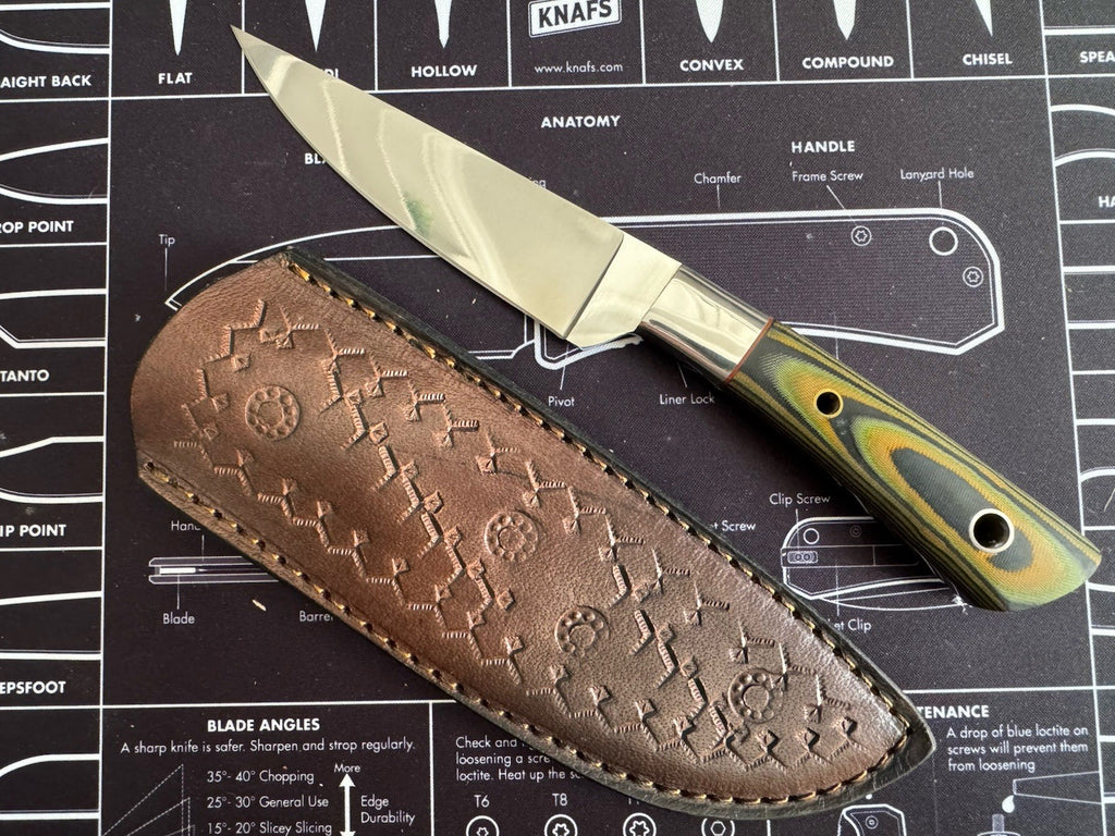 Gift-Ready 9.4" Damascus / Steel Knife Full Tang Hunt it Hunt + Leather Sheath