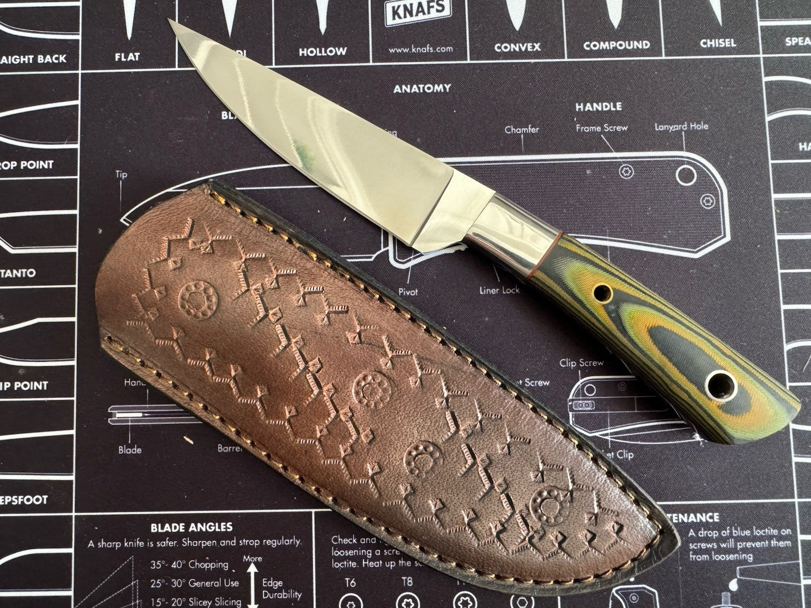 Gift-Ready 9.4" Damascus / Steel Knife Full Tang Hunt it Hunt + Leather Sheath