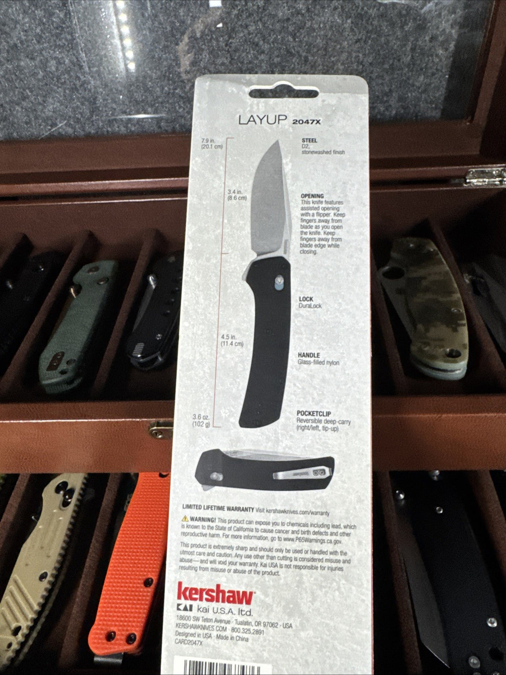 Kershaw Layup Folding Knife D2 Tool Carbon Steel Blade Black GFN Handle - 2047