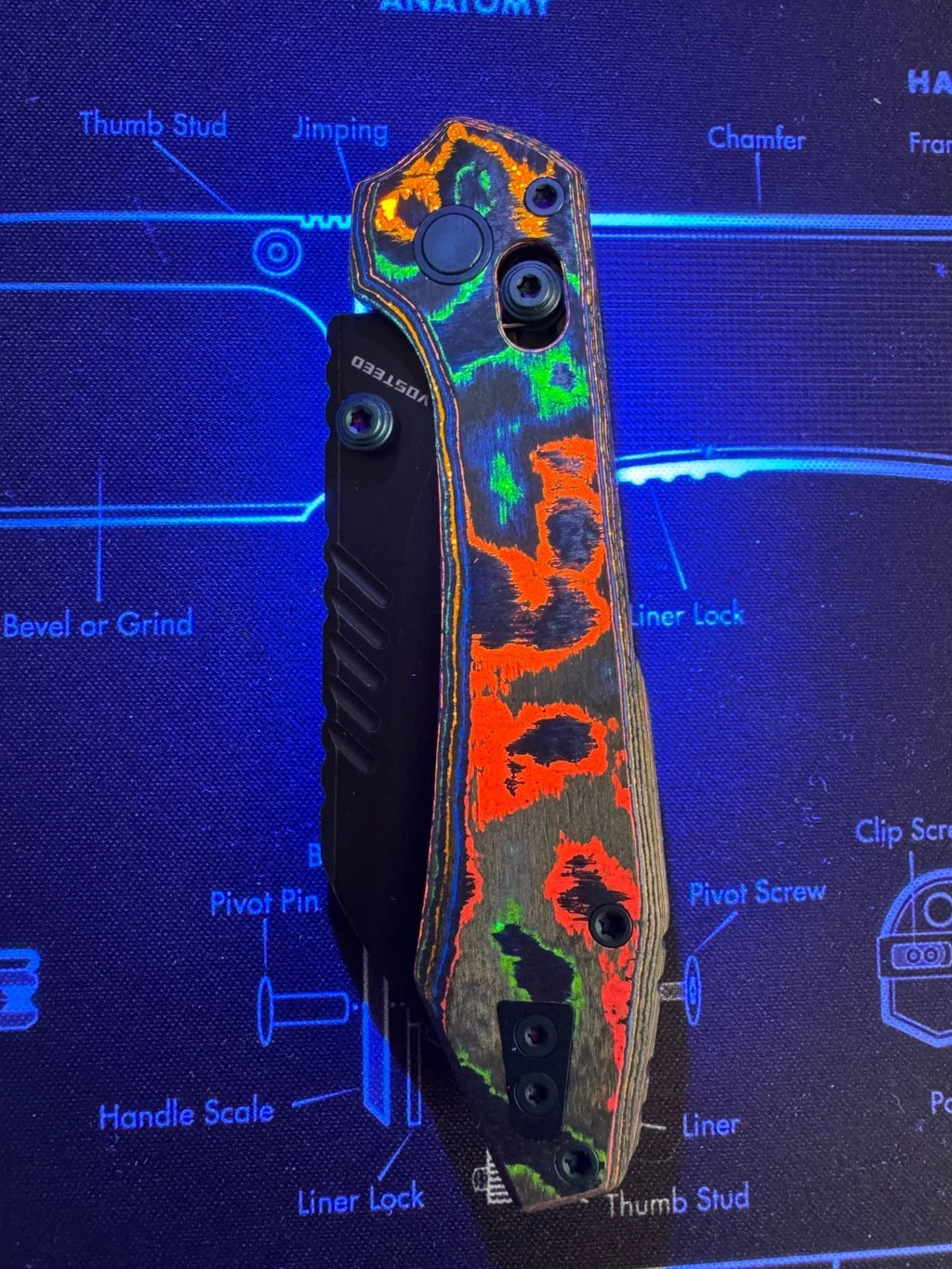 Vosteed Mini RSKAOS 80s Camo Carbon M390 BROP Br-op Exclusive Teeth!