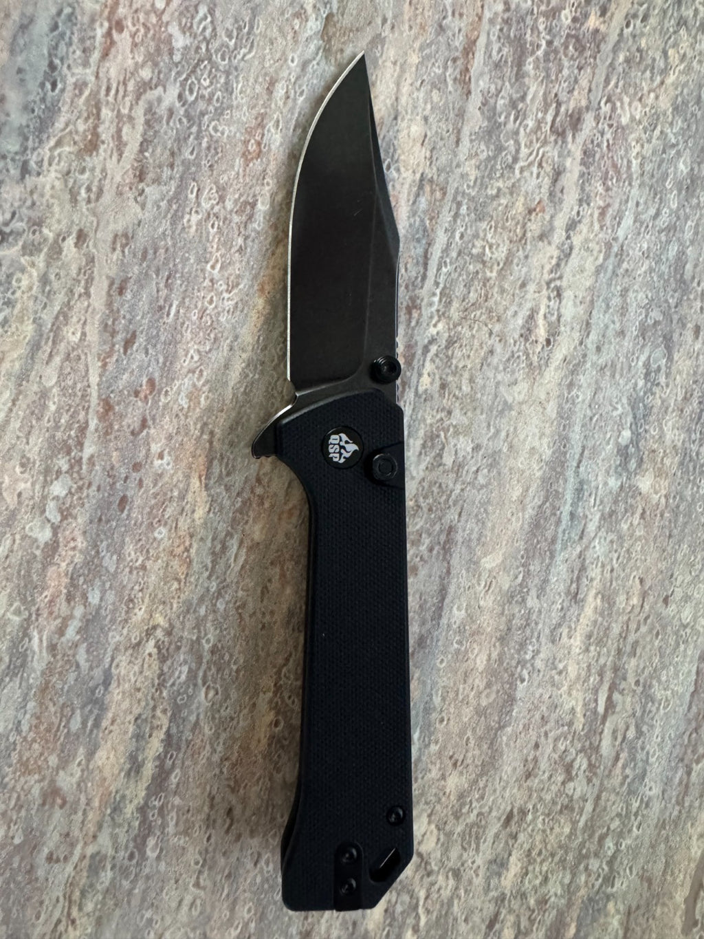New QSP Knife Grebe Button Lock Black G10 QS147C2