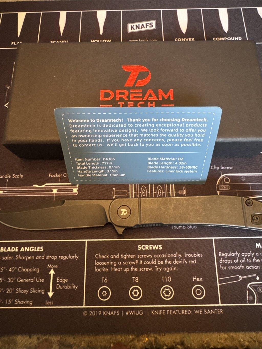 Dreamtech Black Titanium Handle, D2 Blade, Model: D4366