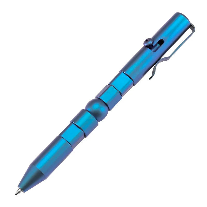 Kansept EDC Customizer Bolt Action Blue Anodized Titanium Pen with 'LOVE' Patter