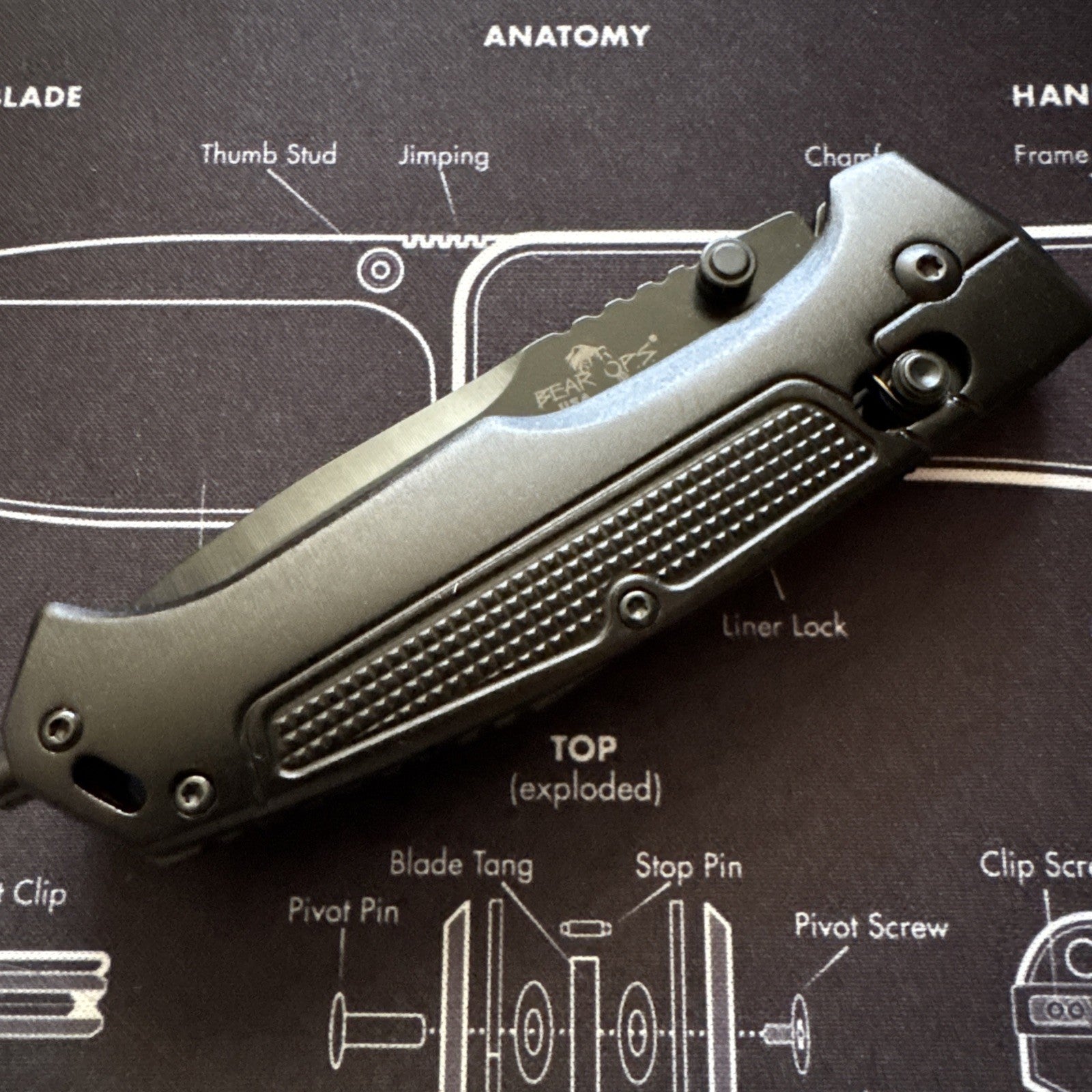 Bear Ops Rancor IV MC-550-AlBK-B-14C28N Made in USA Folding Knife Black Aluminum