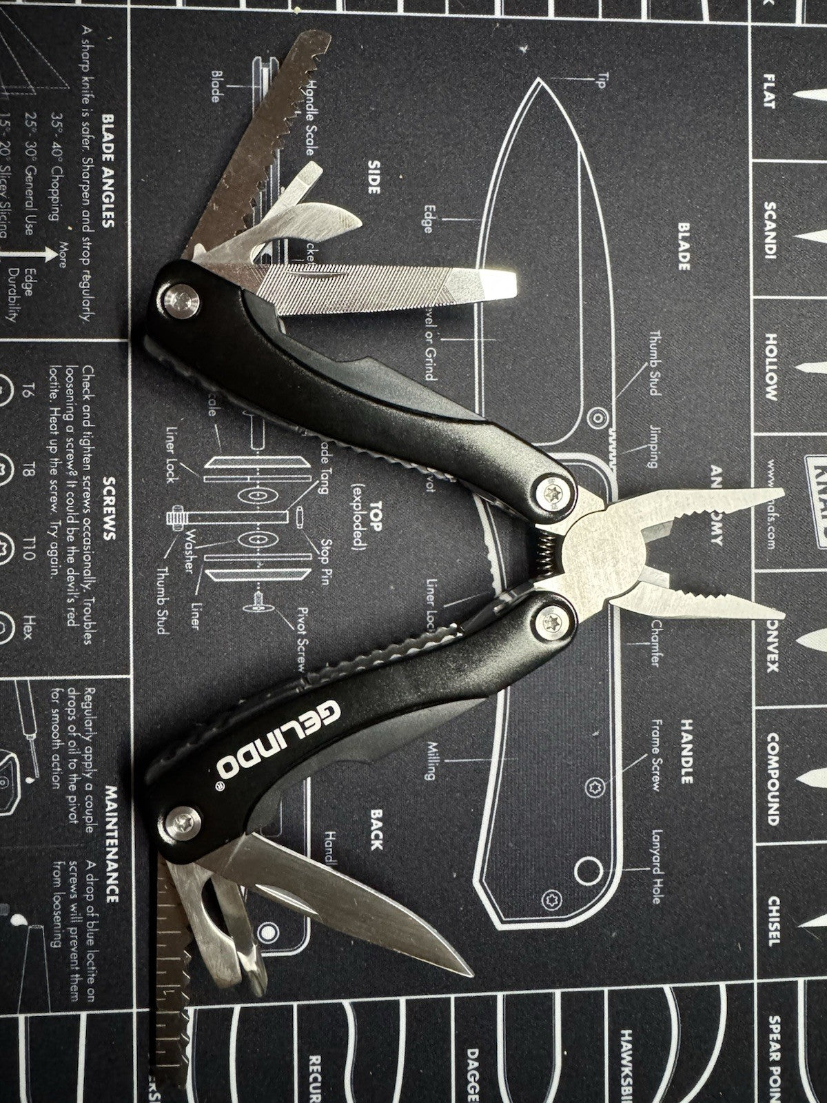 Gelindo Premium Multi Tool Pocket Knife Black With Case Pliers Saw File