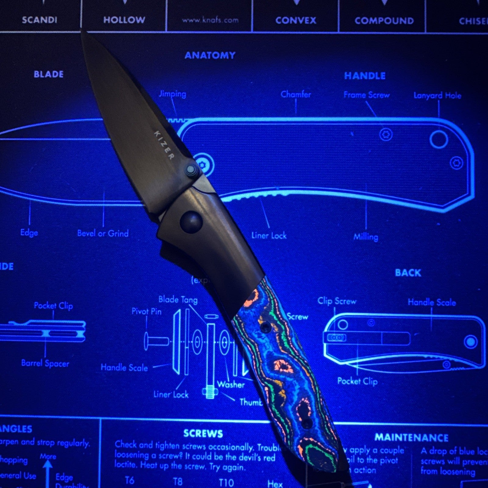 Kizer Spitfire Folding Knife Ti/Camo Carbon 80's Handle S35VN Plain Ki3690A2
