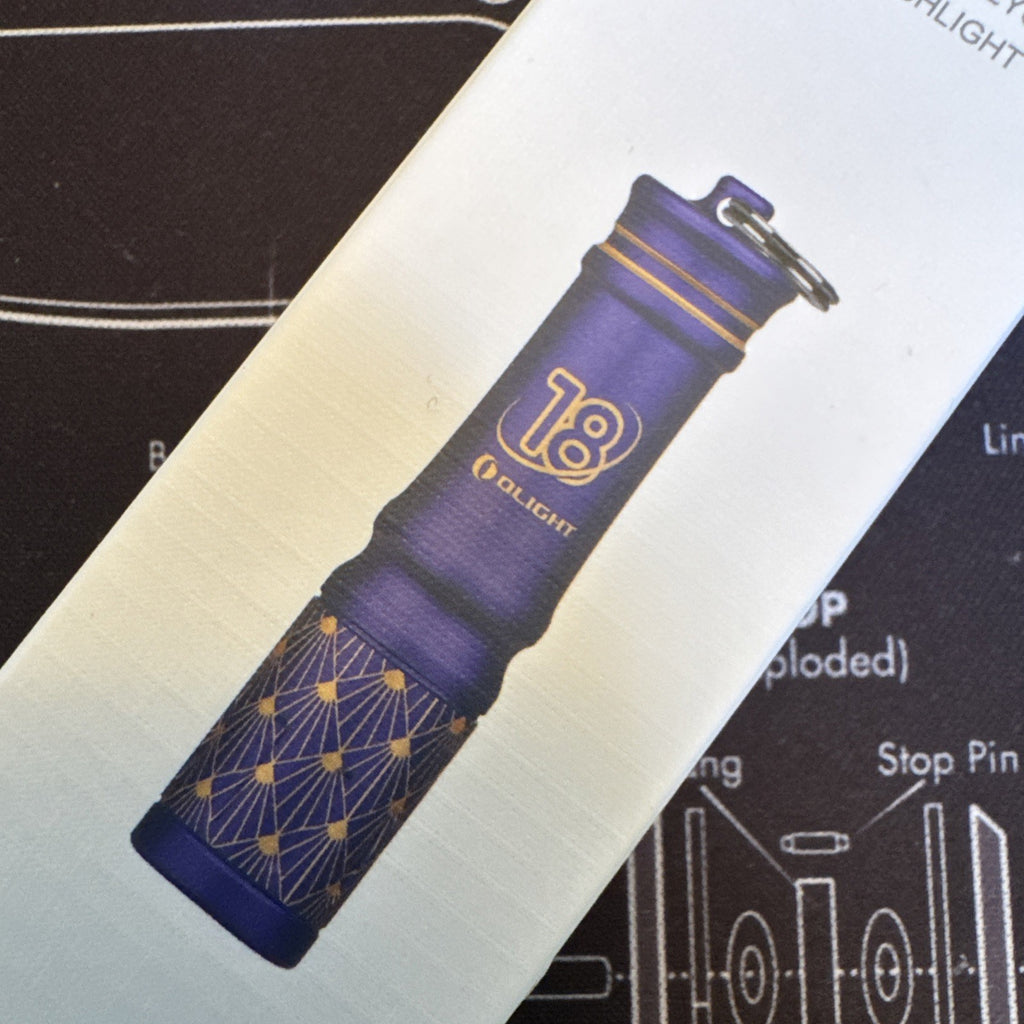 Olight I3E EOS 18th Anniversary Edition Purple Keychain Flashlight - New!
