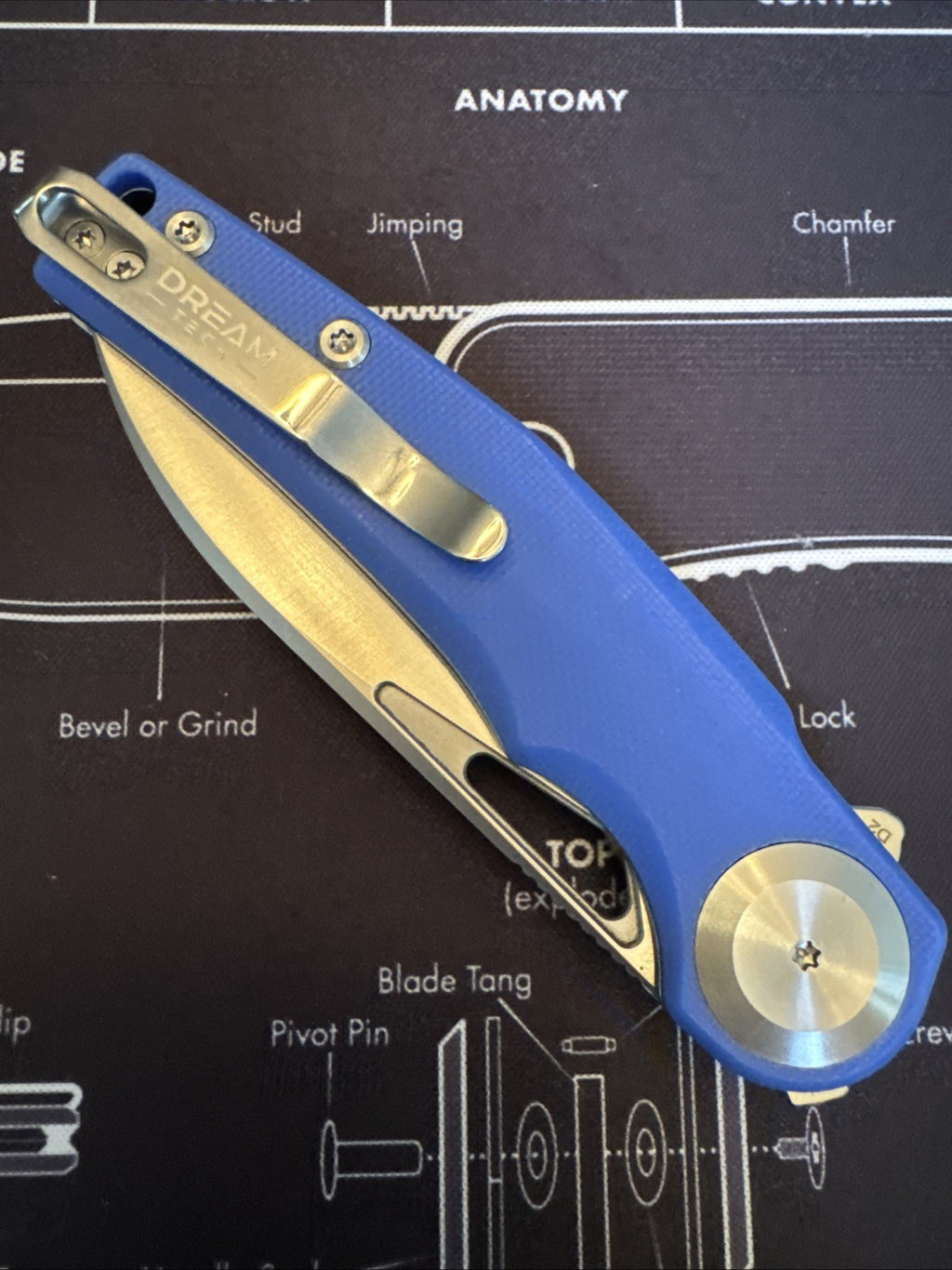 Dreamtech Button Lock, BLUE G10, D2 Steel, Model D4130BL