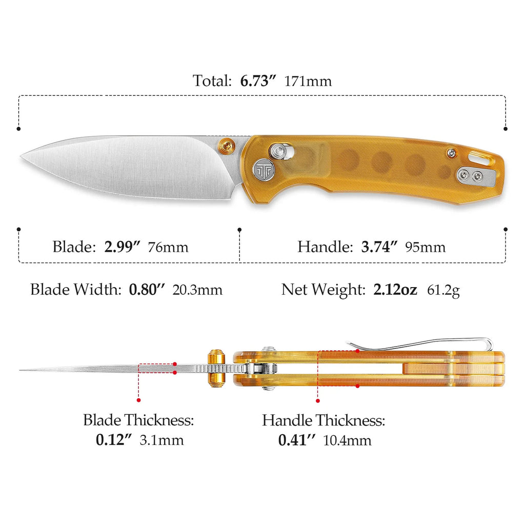 Dragonfly-Y Axis Lock EDC Folding Pocket Knife,2.99'' 14C28N Steel Blade,PEI Han