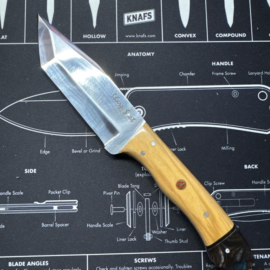 Tanto Mirror Polished Fixed Blade, Leather Sheath
