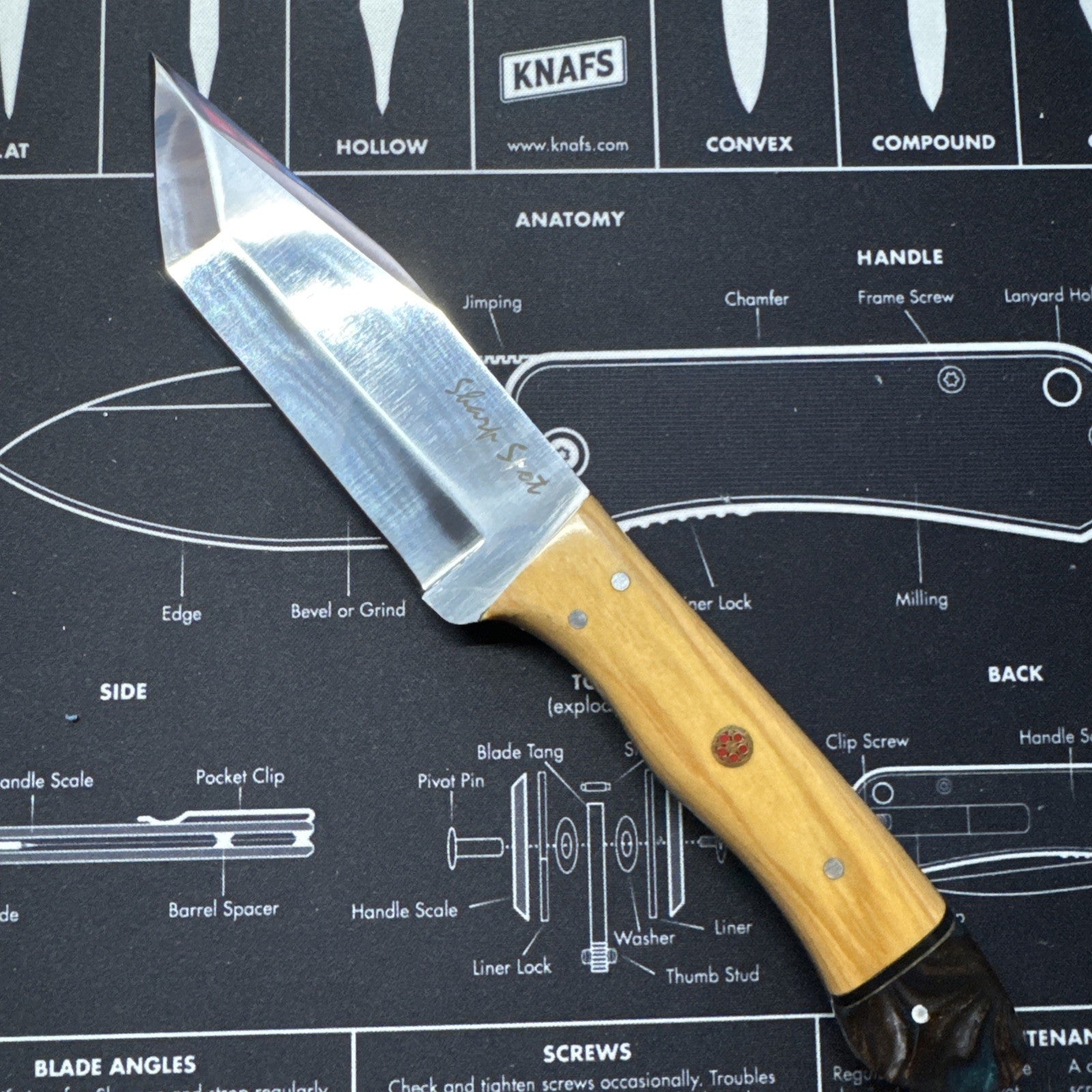 Tanto Mirror Polished Fixed Blade, Leather Sheath