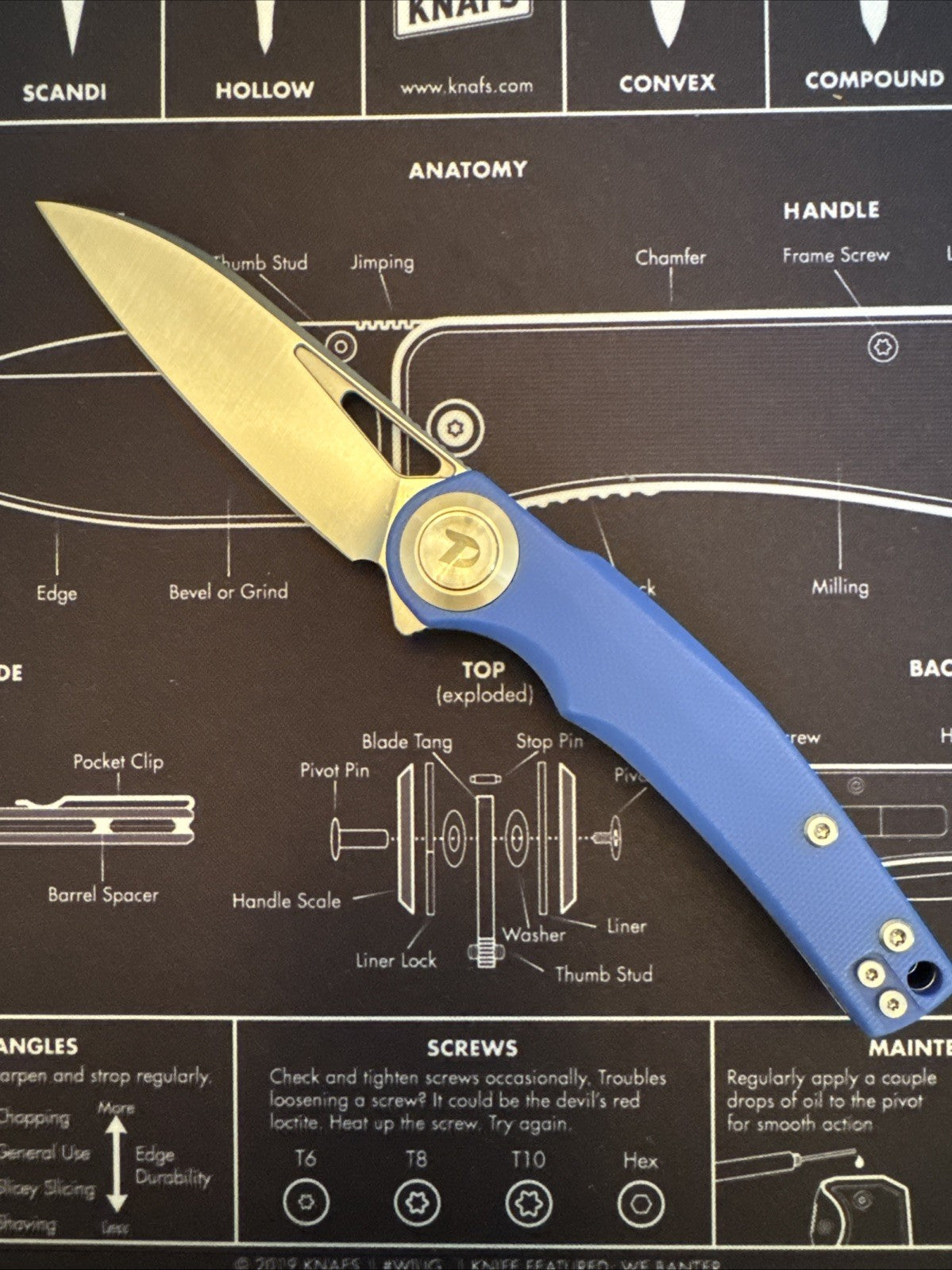 Dreamtech Button Lock, BLUE G10, D2 Steel, Model D4130BL