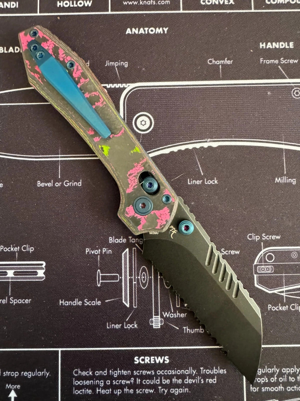 Vosteed Mini RSKAOS 80s Camo Carbon M390 BROP Br-op Exclusive Teeth!