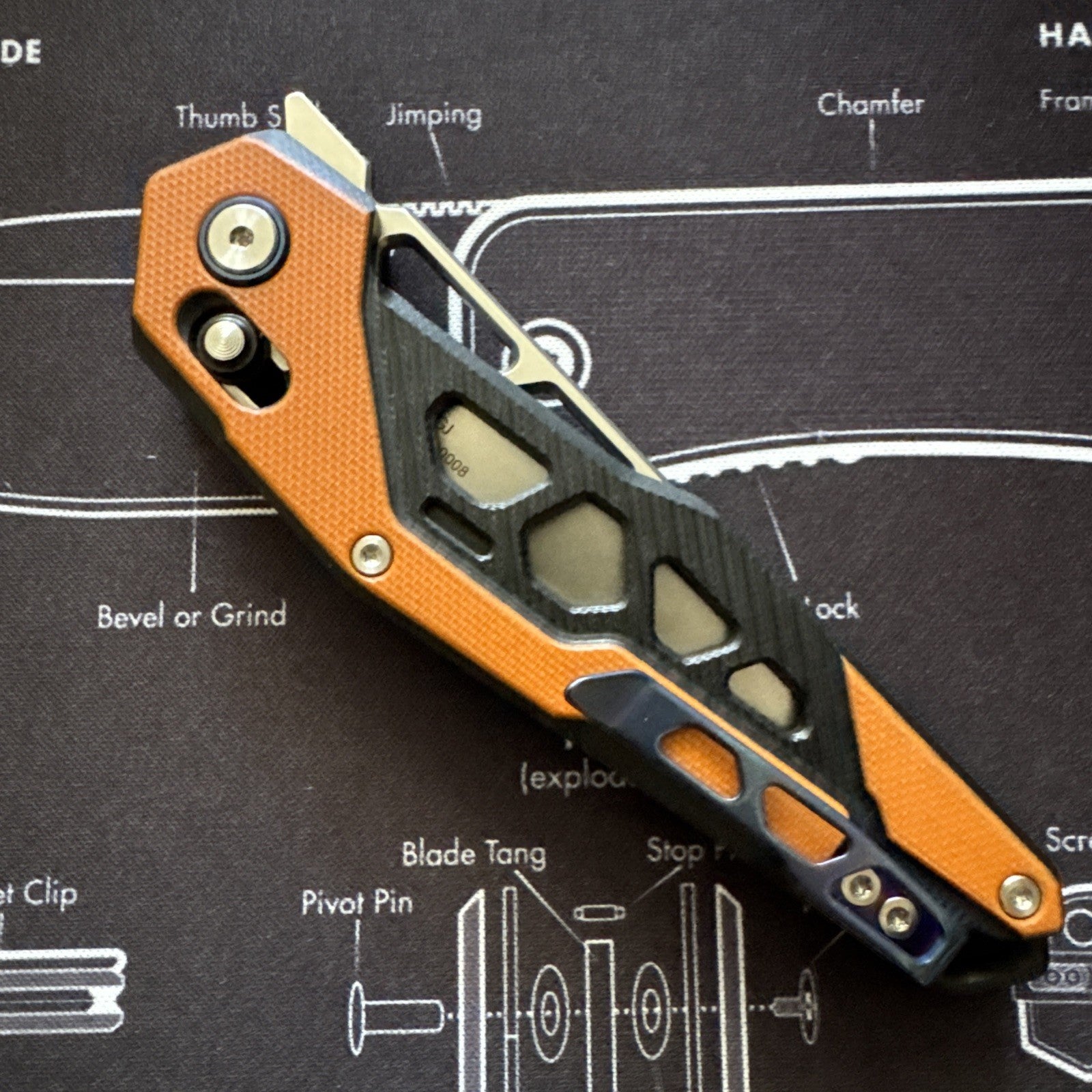 SRM Ambi Lock Folding Knife Mecha 9225-GJ (D2 Blade, G10 Handle)