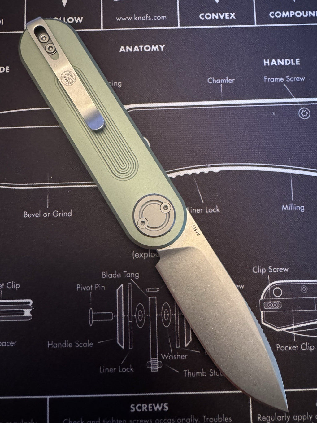 Vosteed Corgi-V 295 Vanchor Lock Green Aluminum Folding S35VN Pocket Knife A3707