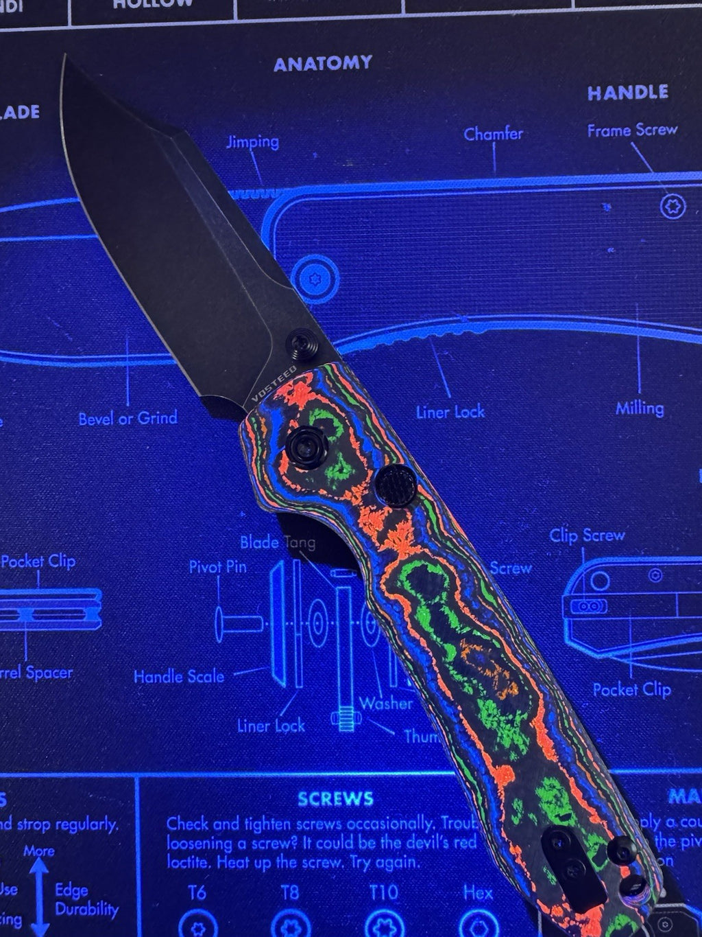 Vosteed Raccoon M390 Black 80s Camo Carbon Fiber BR OP Exclusive