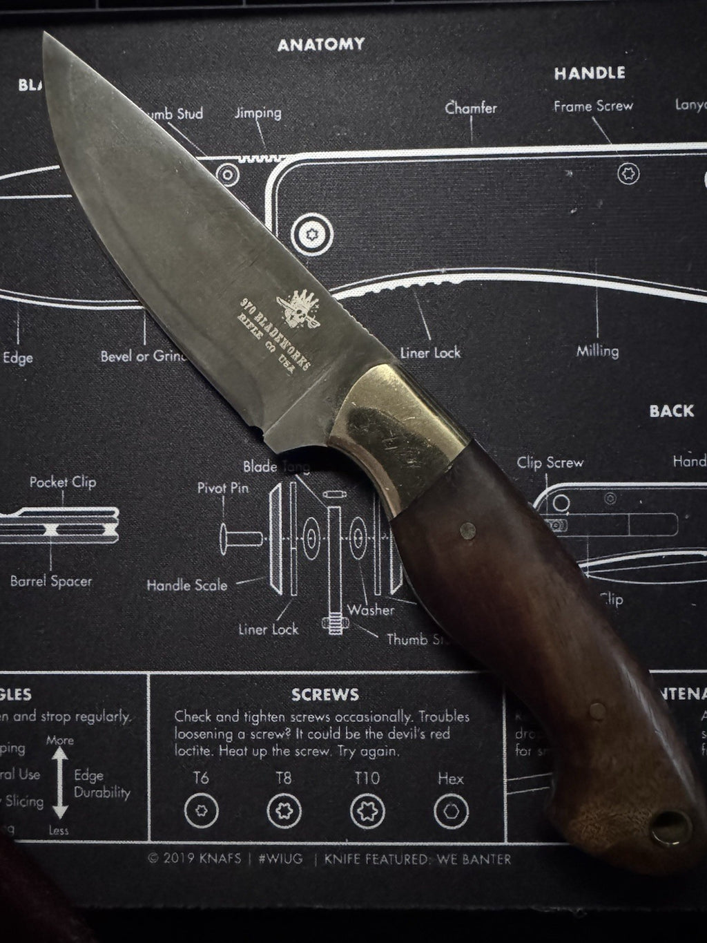 970 Bladeworks Handmade Hand Forged Hunting Knife Wood Handle w/ Sheath