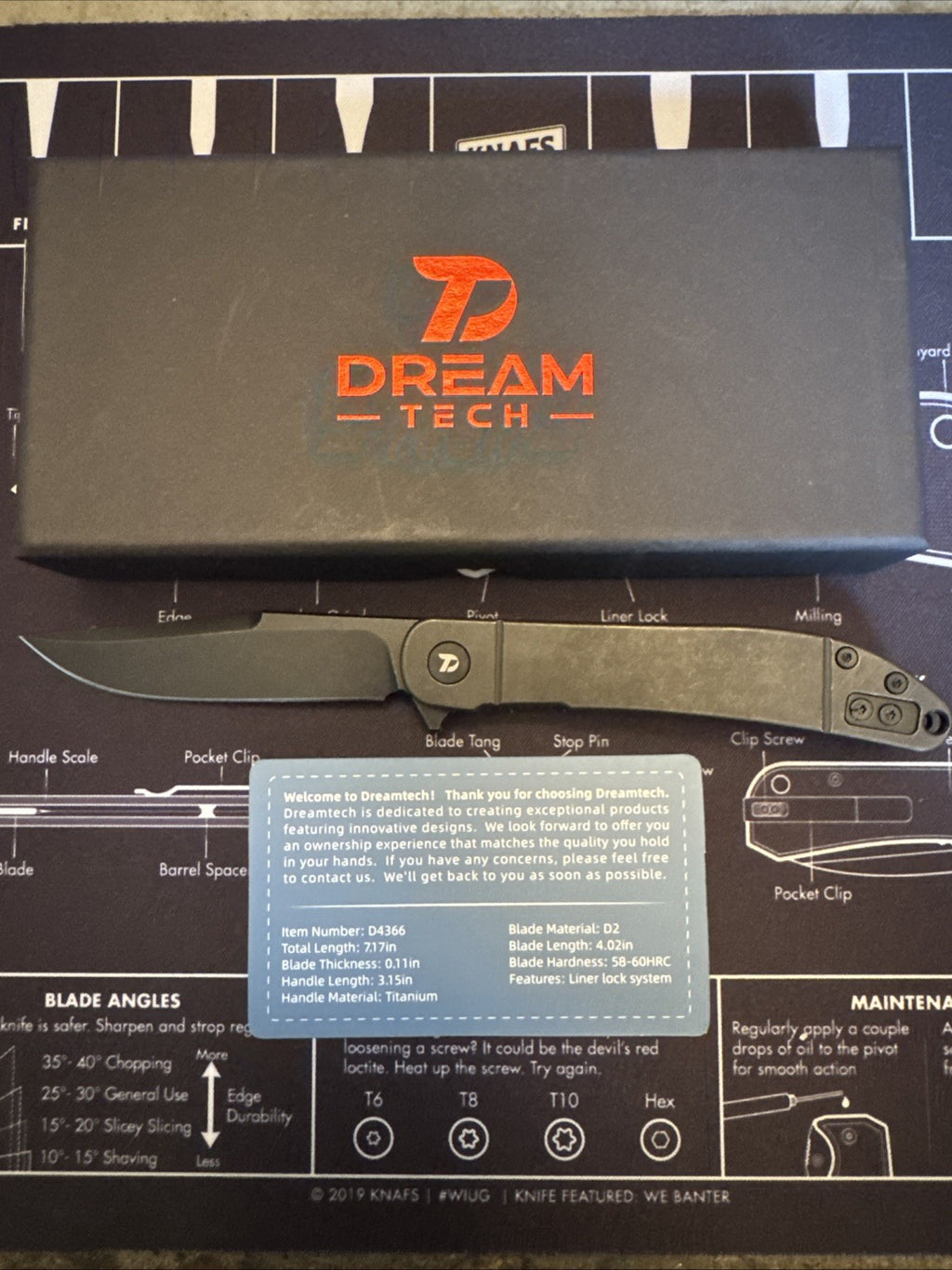 Dreamtech Black Titanium Handle, D2 Blade, Model: D4366