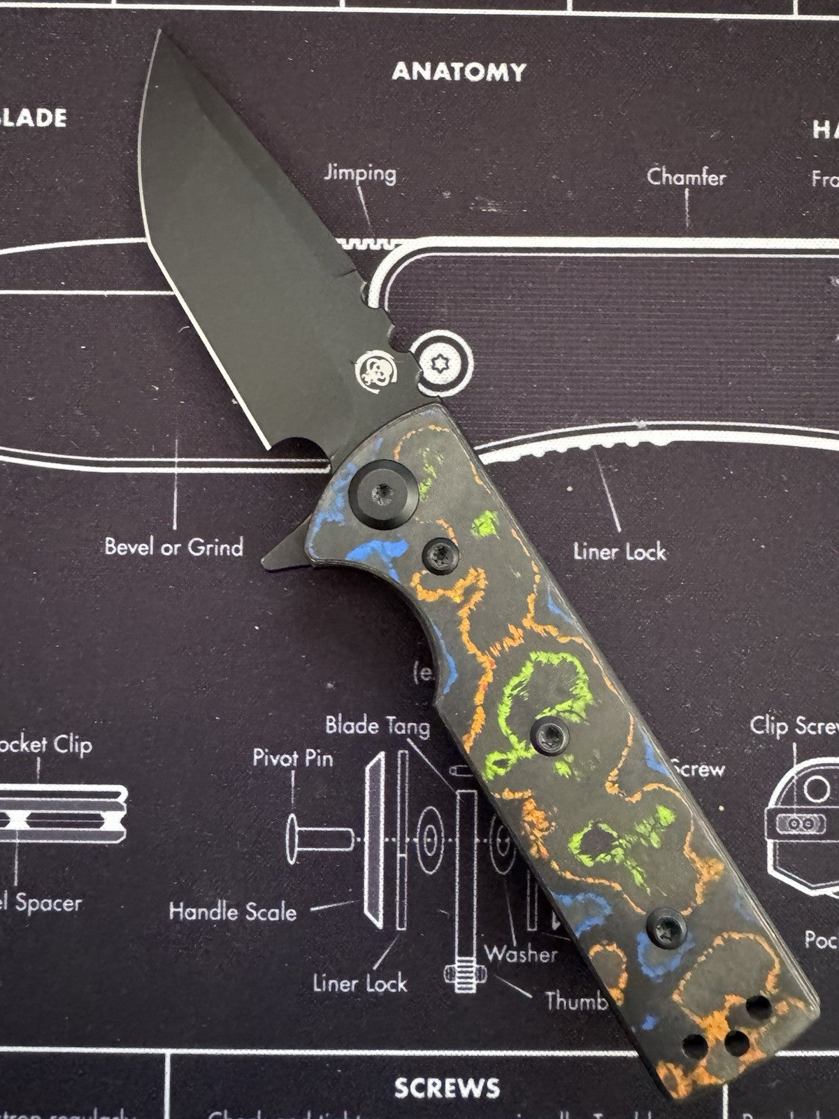 Chaves TAK REDENCION 80s CAMO CARBON Flipper Drop Point, Black, Elmax