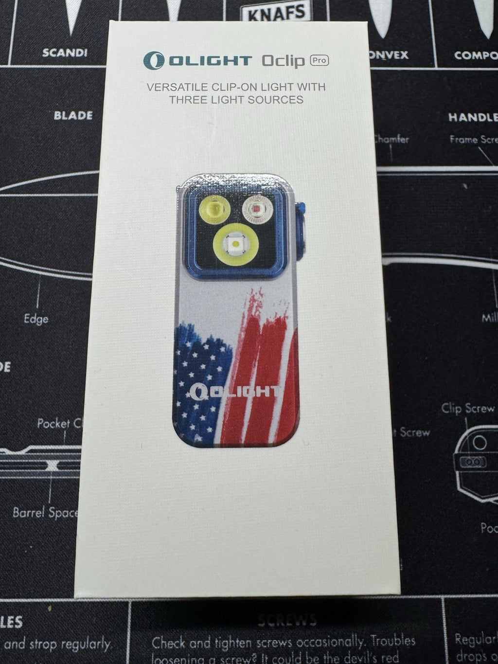 Olight Oclip Pro with Floodlight Spotlight and Red Light Stars & Stripes Edition