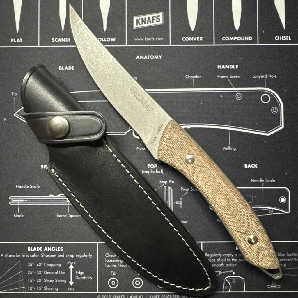 Mercury Trek Fixed Knife 4.75" Full Tang Bohler N690 Steel Blade Micarta Handle