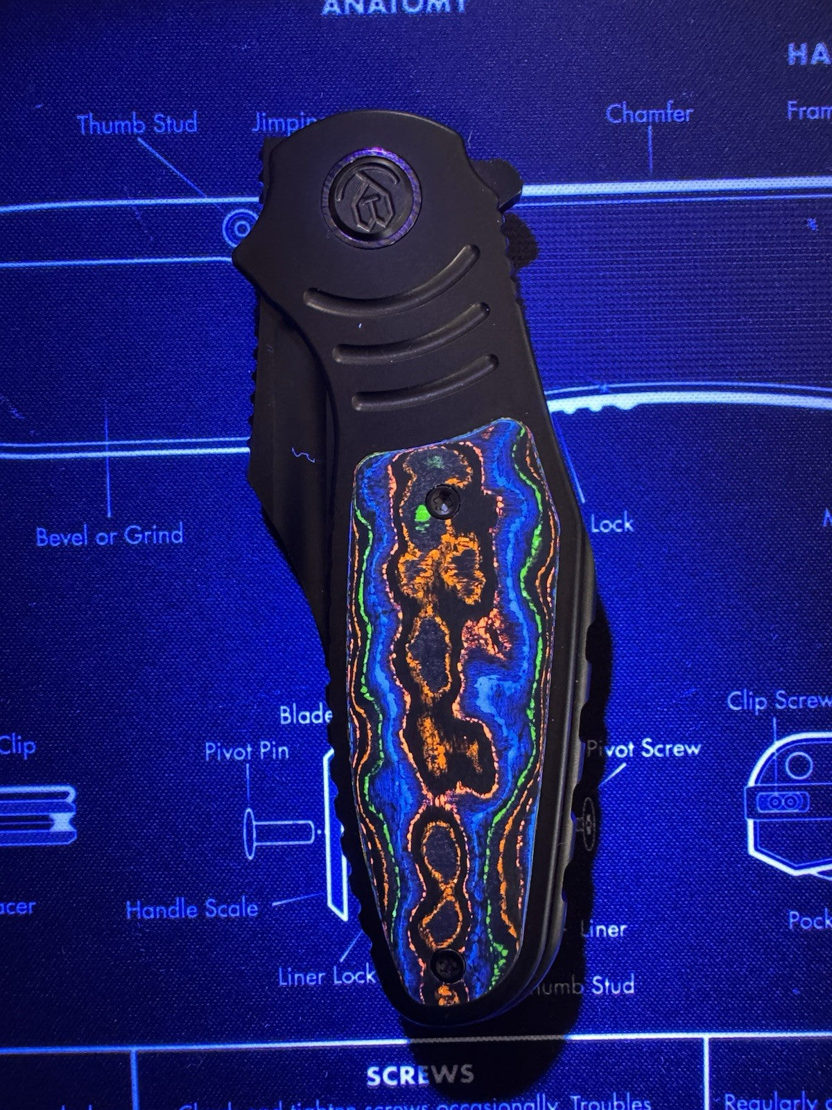 Kubey Stroller - DLC Ti Frame w/ Timascus Pivot - 80s Camo Carbon Inlays - 20CV