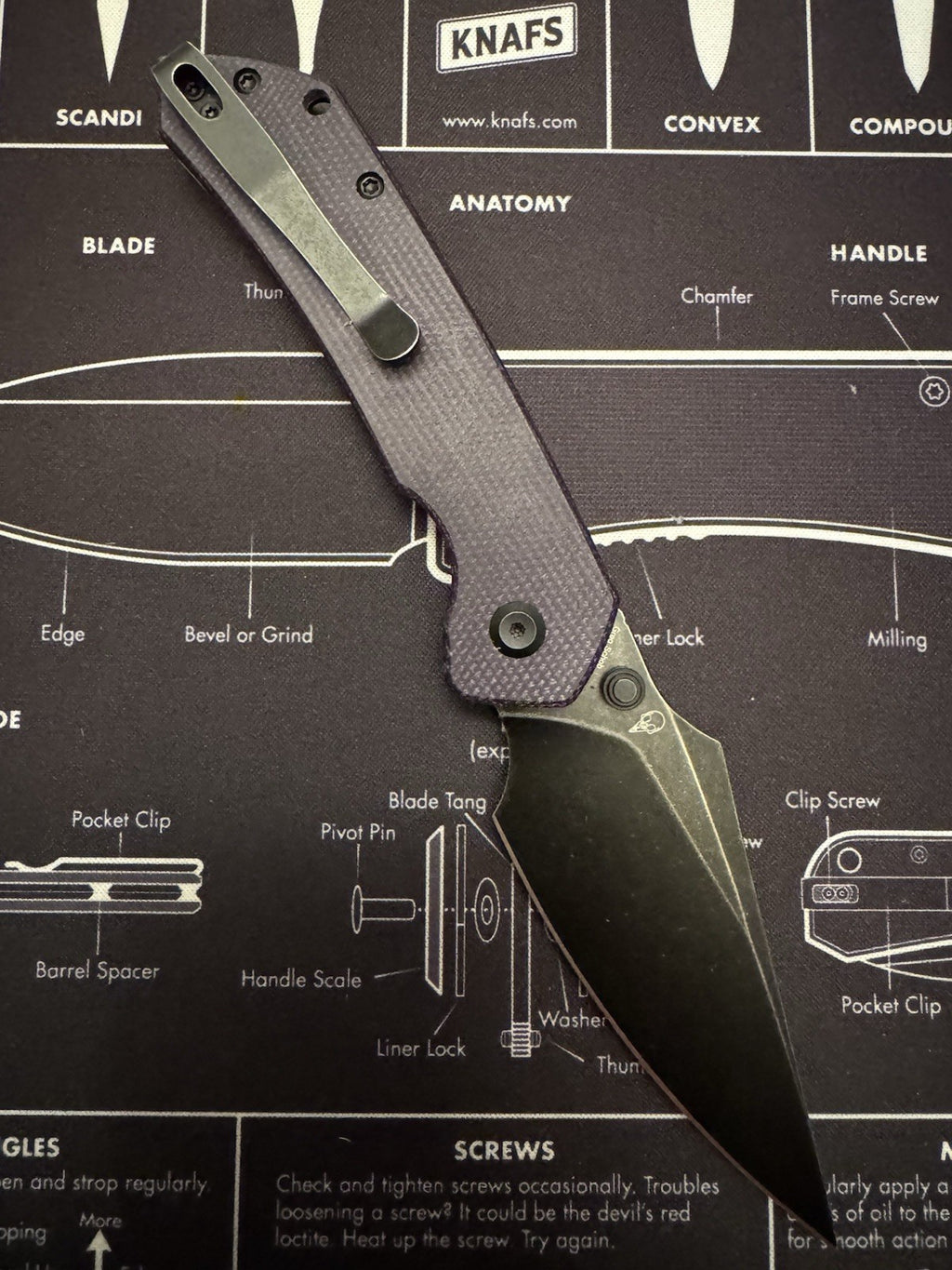 Tenable Fenrir Button Knife Purple Micarta Nitro V Blade Manual