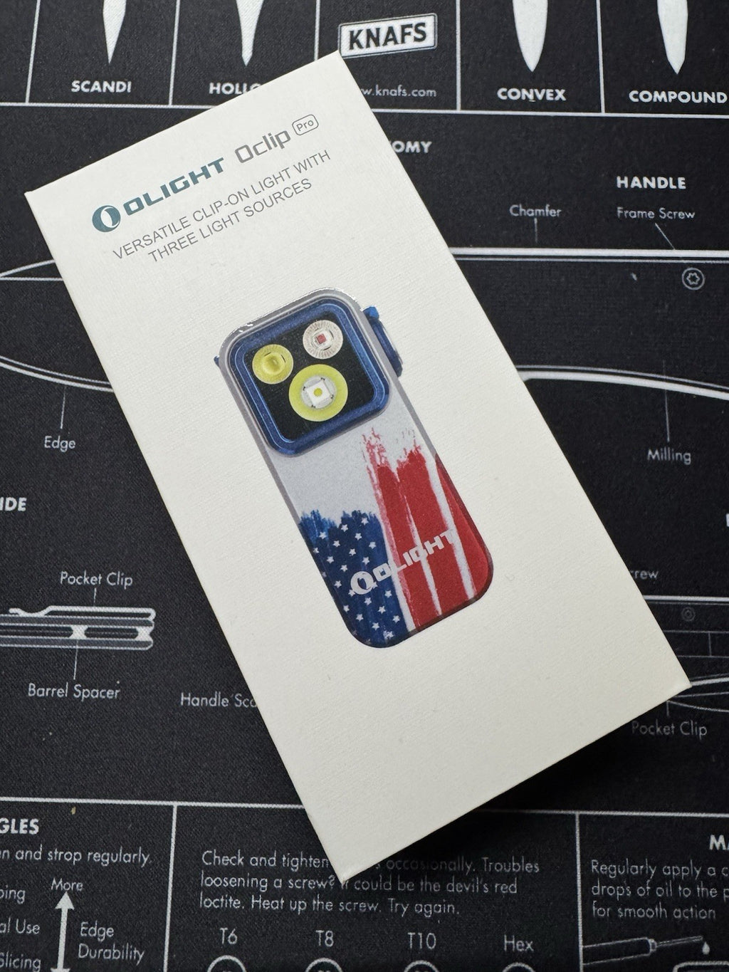 Olight Oclip Pro with Floodlight Spotlight and Red Light Stars & Stripes Edition