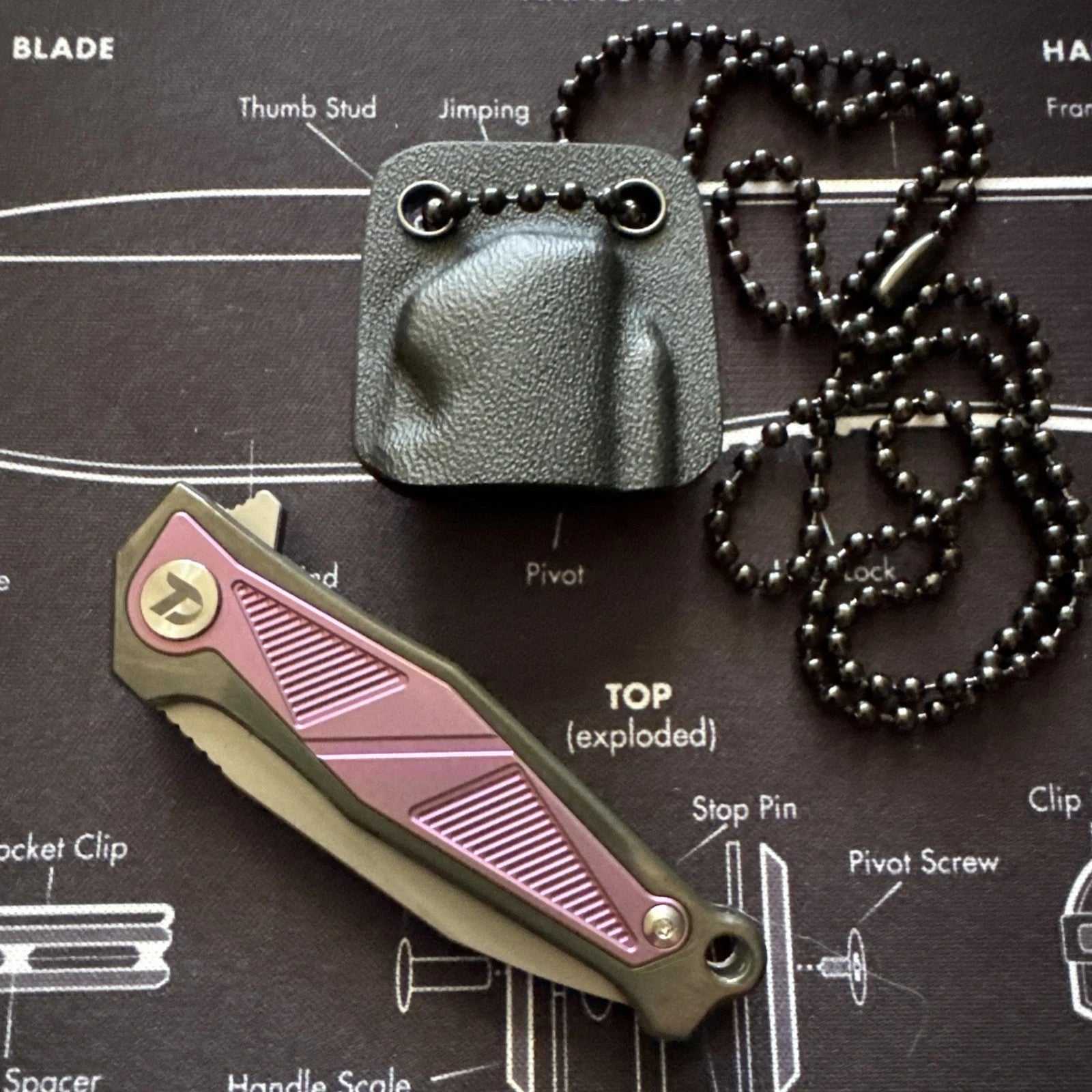 DREAMTECH Mini Folding Pocket Knife Titanium & Zirconium Handle M390 Blade Knife